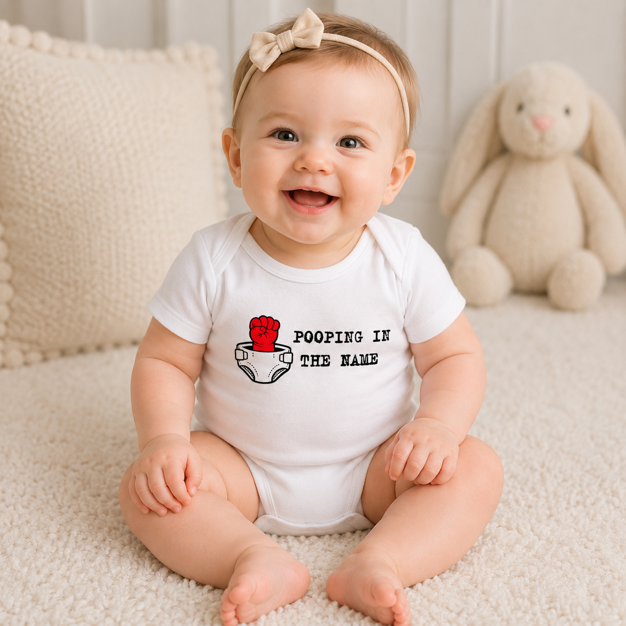 Pooping In The Name Baby Jersey Bodysuit