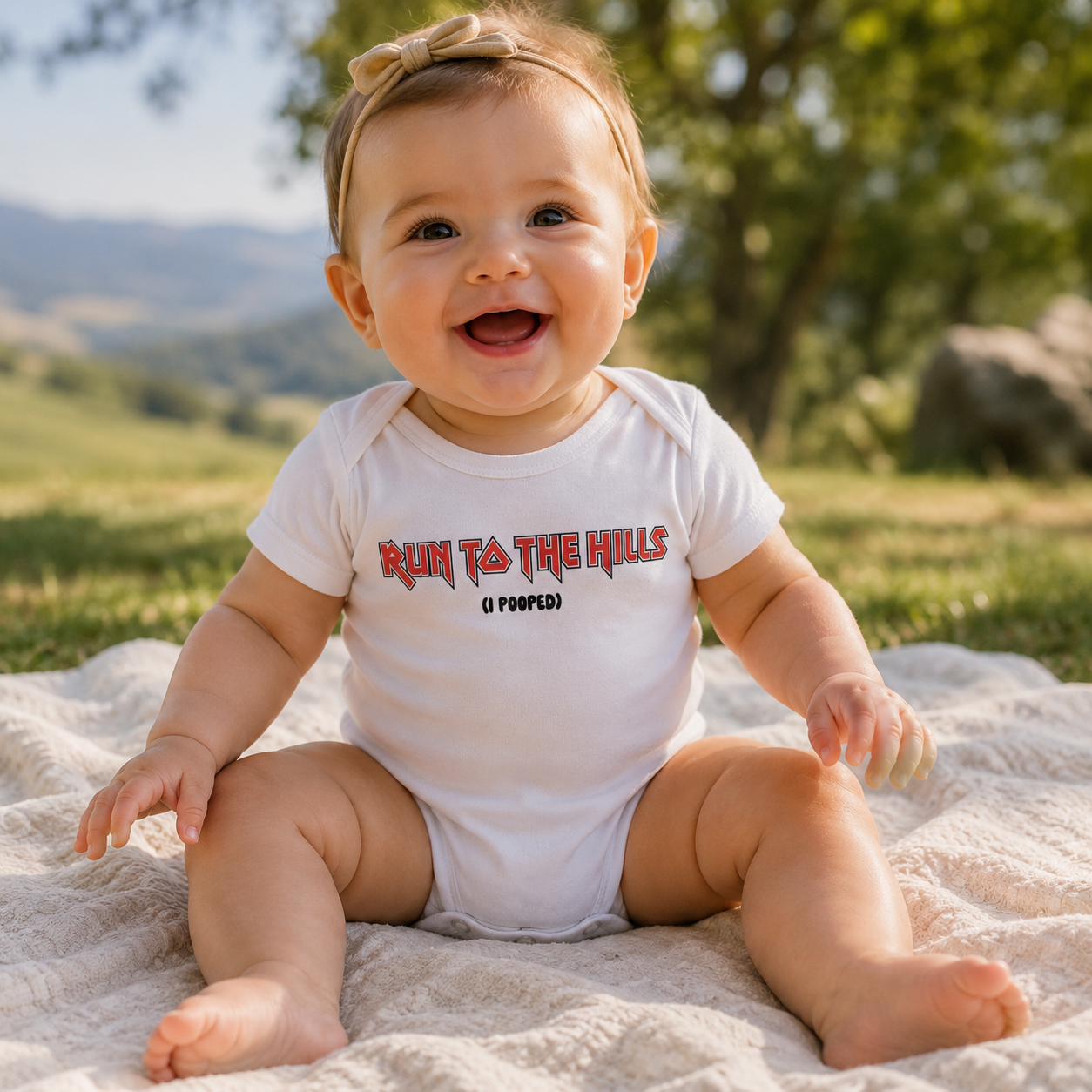 Run To The Hills (I Pooped) Baby Jersey Bodysuit